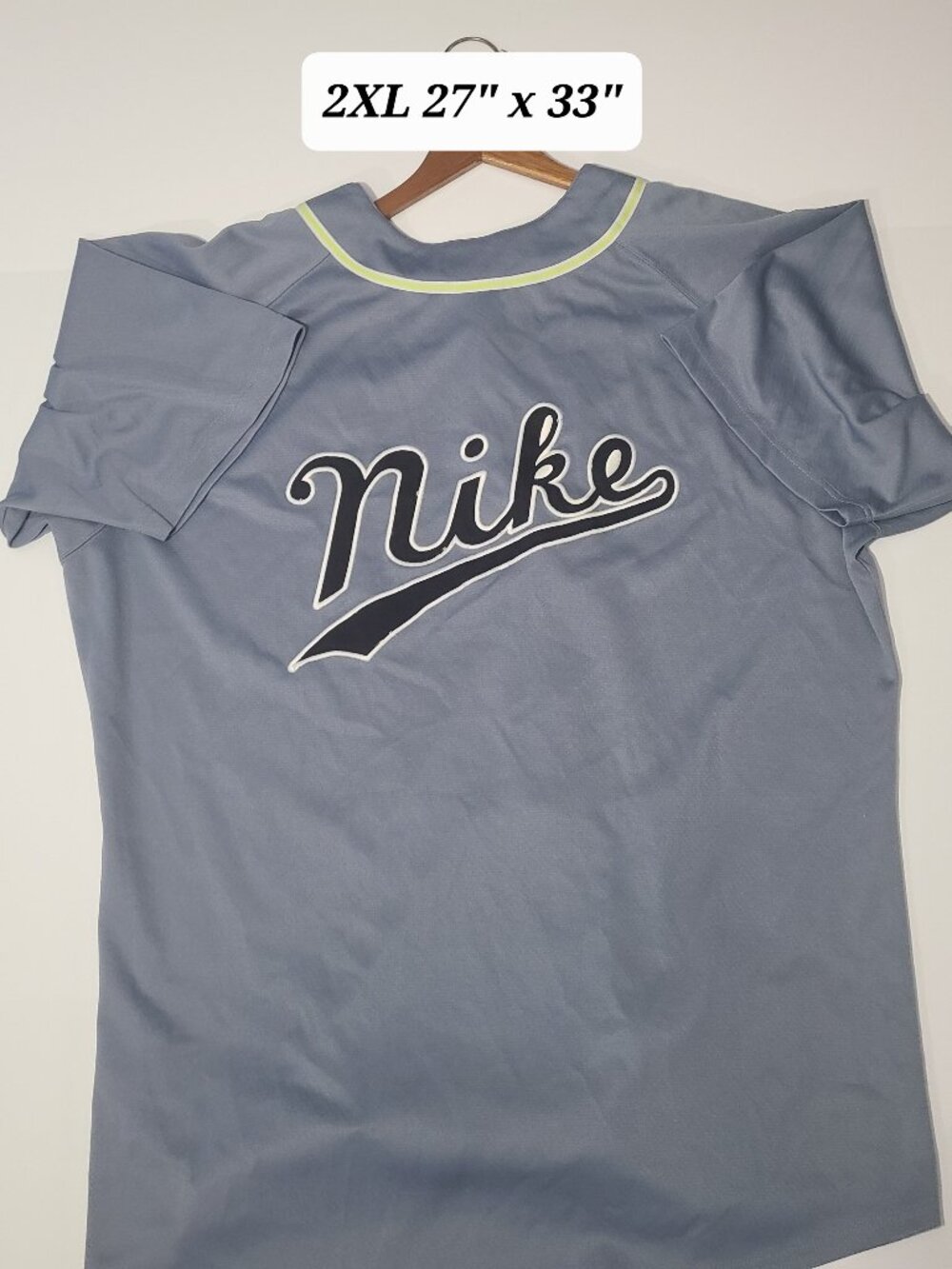 Vintage Y2K Nike Spellout Men's Gray 2XL Baseball Jersey